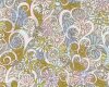 Patchworkserie "Wild World" mit quirligen Blüten, helles moosgrün-taubenblau