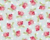 Patchworkstoff "Love in Bloom" mit Rosen und Herzen, hellblau-rot