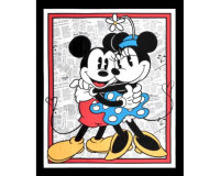 90-cm-Abschnitt, Panel, Patchworkstoff MICKEY MOUSE, Mickey und Minnie, rot-schwarz-weiß