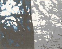 90-cm-Rapport Feiner italienischer Seiden-Chiffon BLUEMARINE, Tupfen-Wolken, gedecktes blau-anthrazit