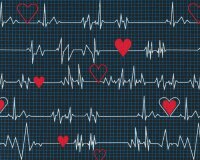 Patchworkstoff CALLING ALL NURSES, Herzfrequenz, schwarz-rot