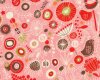 Patchworkstoff "Wild Thyme" mit Comic-Blüten und Vögeln, rosa-rot