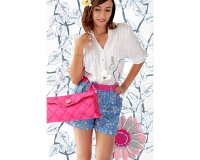 Feiner Popeline-Patchworkstoff "Floressence" mit Sommerblumen, aprikot-gelb-rosa