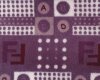 Microplüsch, flauschiger Micro-Fur MAUVE LETTERS, Buchstaben und Punkte, gedecktes lila