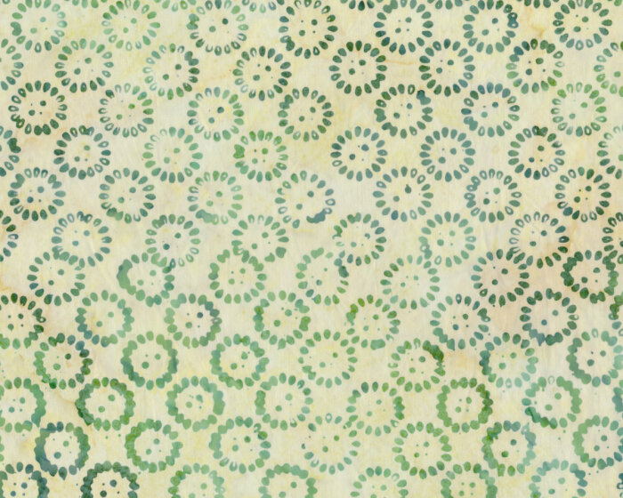 Batik-Patchworkstoff LATITUDE BATIKS, Blüten-Stempel, stumpfes gelb-moosgrün, Moda Fabrics