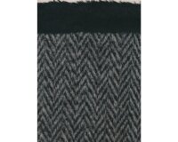 Designer-Walkstoff CAZZOLA, Fischgrat-Plüsch-Bordüre, schwarz