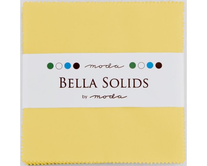 Precuts Charm Pack BELLA SOLIDS, 12,5 x 12,5 cm, 42 Quadrate, pastellgelb, Moda Fabrics