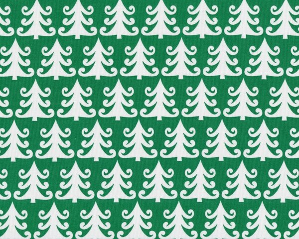 Patchworkstoff "Nordic Holiday" mit Tannenbaum-Reihen, grün-weiß