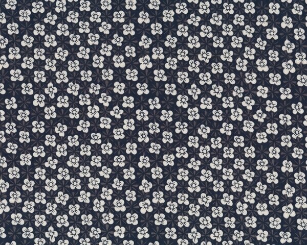 Patchworkstoff "Calico Cutey" mit Streublümchen im Rauten-Design, dunkelblau