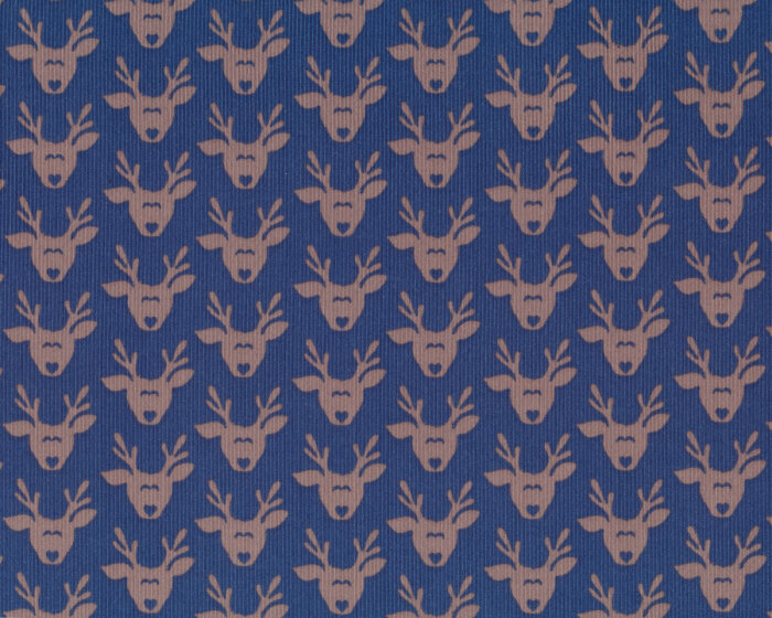 Feincord MY DEAR, Rentier-Köpfe, gedecktes blau-schlammbraun