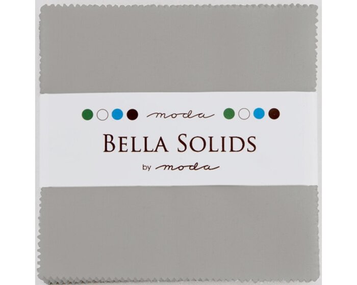 Precuts Charm Pack BELLA SOLIDS, 12,5 x 12,5 cm, 42 Quadrate, grau, Moda Fabrics