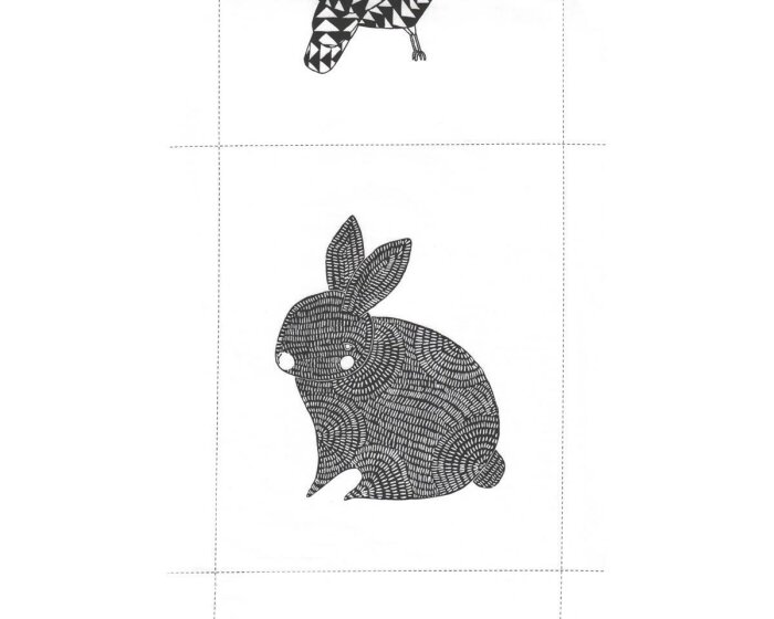 45-cm-Rapport Patchworkstoff THICKET, Tier-Illustrationen, weiß-schwarz, Moda Fabrics