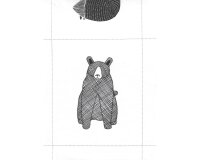 45-cm-Rapport Patchworkstoff THICKET, Tier-Illustrationen, weiß-schwarz, Moda Fabrics
