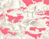 Englischer Dekostoff Clarke & Clarke MANOR TOILE, Hirsche und Burgen, fuchsia-natur hell