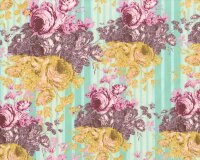 Patchworkstoff ROSE WATER, Rosenbouquets, mintgrün,...