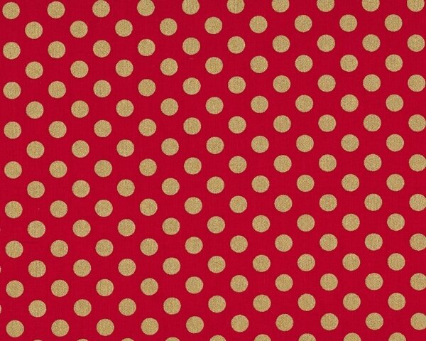 Patchworkstoff SPOT ON, regelmäßige Punkte, rot-gold