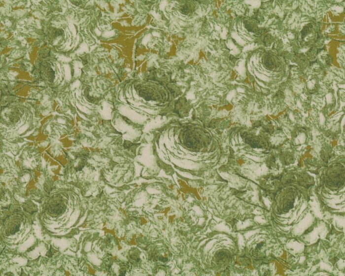 Patchworkstoff ROSE WATER, Rosen,  moosgrün, Tina Givens
