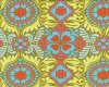 Patchworkstoff BELLE KASHMIR, dekoratives Ornament-Blüten-Muster, helles apfelgrün-hellrot