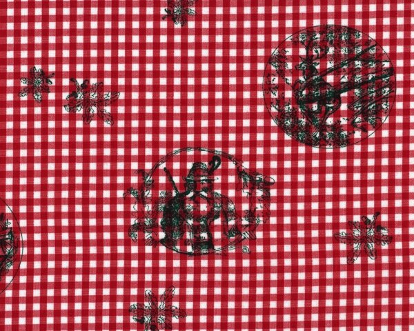 Öko-Tex Trachten-Baumwollgewebe SISSY, Jäger-Medaillons, Vichy-Karo, rot-tannengrün-weiß