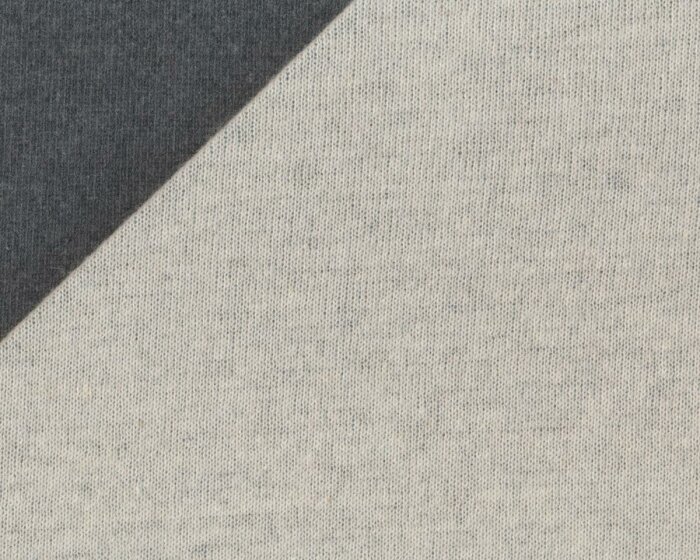 Weicher Doubleface Woll-Stricktoff JULIAN, natur-dunkelgrau