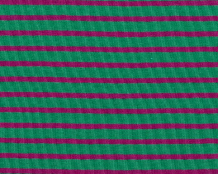 Baumwoll-Jersey CAMPAN mit Streifen, grün-fuchsia