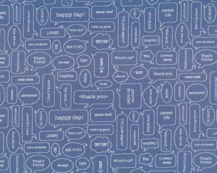 Patchworkstoff  MODERN MINIS, Sprechblasen, taubenblau, Riley Blake