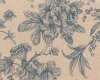 Englischer Leinen-Dekostoff Clarke & Clarke PROVENCE, Ornamentblüten mit Papageien, natur-dunkelblau
