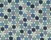 Patchworkstoff CHIYOHANA, Blüten-Gitter, taubenblau-marineblau