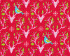 Patchworkstoff FESTIVE FOREST, Weihnachts-Geweih mit Vogel, rot