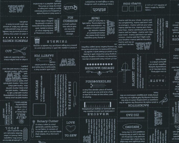 Patchworkstoff VOLUME II, Näh-Text, schwarz-weiß, Moda Fabrics