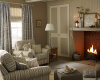 B-Ware Englischer Dekostoff Clarke & Clarke CROMER, Streifen-Design, altrosa-grau