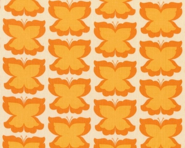 Patchworkstoff Meadowsweet mit Schmetterlingen, orange-helles orange