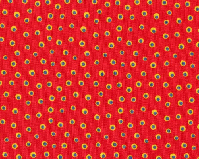 Westfalenstoff JUNGE LINIE, große gefüllte Punkte, rot-gelb