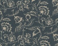 Englischer Leinen-Dekostoff Clarke & Clarke MARIE, Ornamentblüten, anthrazit