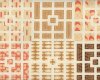 58-cm-Rapport Patchworkstoff MODERN NEUTRALS, Baustein-Quadrate, gedecktes aprikot-helles hellbraun, Moda Fabrics