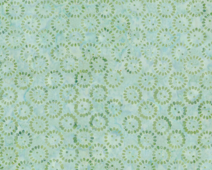 Batik-Patchworkstoff LATITUDE BATIKS, Blüten-Stempel, mintgrün-hellgrün, Moda Fabrics