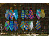 Batik-Patchworkstoff ARTISAN BATIKS, Dreiecke, braun-ultramarinblau