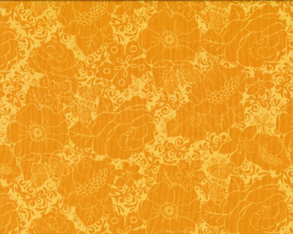 Patchworkstoff MINT TO BE, Rosen und Schmetterlinge, gedecktes orange