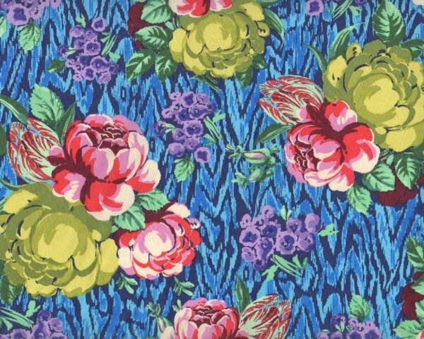 Zarter, edler Batist, Voile HAPI TAPESTRI ROSE mit Rosen, fuchsia-olivegrün-blau