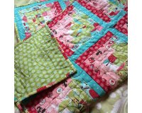 Patchworkstoff LIL RED, folkloristische Blumen, gedecktes limette, Moda Fabrics