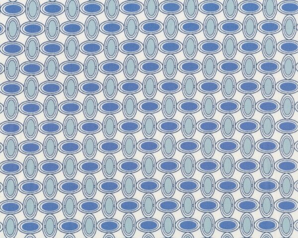 Feiner Popeline-Patchworkstoff "Floressence" mit Gitter-Muster aus Ovalen, taubenblau-hellblau