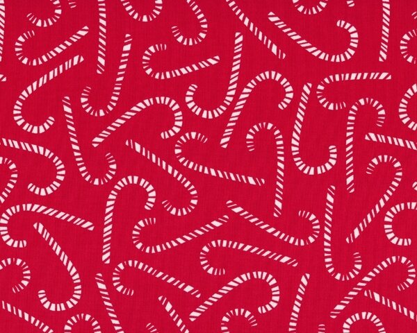 Patchworkstoff "Nordic Holiday" mit Zuckerstangen, rot-weiß