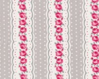 Englischer Dekostoff Clarke & Clarke "Rosetta Chloe", Rosen-Bordüren-Streifen, natur-pink