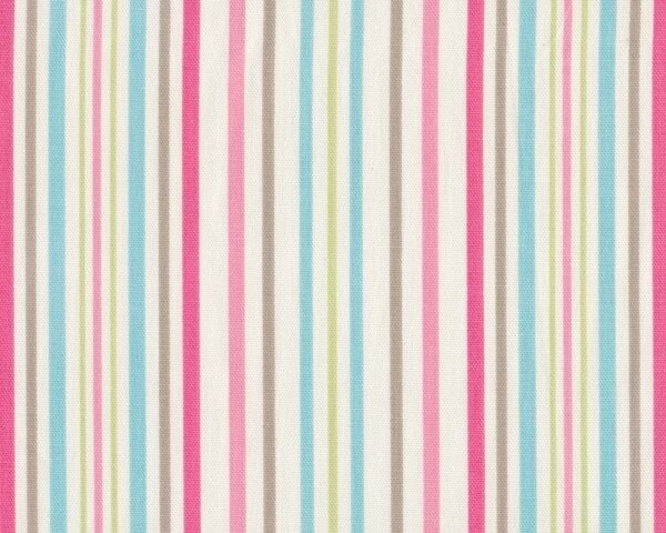 Englischer Dekostoff Clarke & Clarke "Nostalgic Ella Stripe" mit unregelmäßigen Streifen, pink-türkis