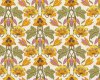 Feiner Popeline-Patchworkstoff "London Calling" mit Wildorchideen, gedecktes orange-schilfgrün