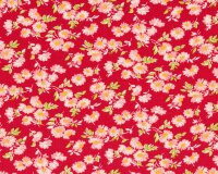Patchworkstoff LITTLE RUBY, Margeriten, rot-lachsrosa,...