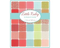 Patchworkstoff LITTLE RUBY, Margeriten, rot-lachsrosa,...
