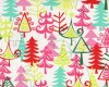 Patchworkstoff "Nordic Holiday" mit Tannenbaum-Skizzen, rosa-limette-weiß