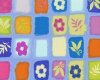 Patchworkstoff "Happy Go Lucky" Stempelfelder mit Blätter und Blüten, hellblau