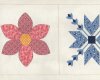 60-cm-Rapport Patchworkstoff AUNT GRACE, Patchwork-Blumen, creme-taubenblau